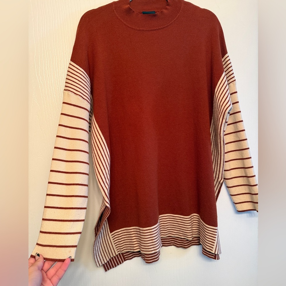 Daytrip Turtleneck Sweater in Burnt Orange and Cream